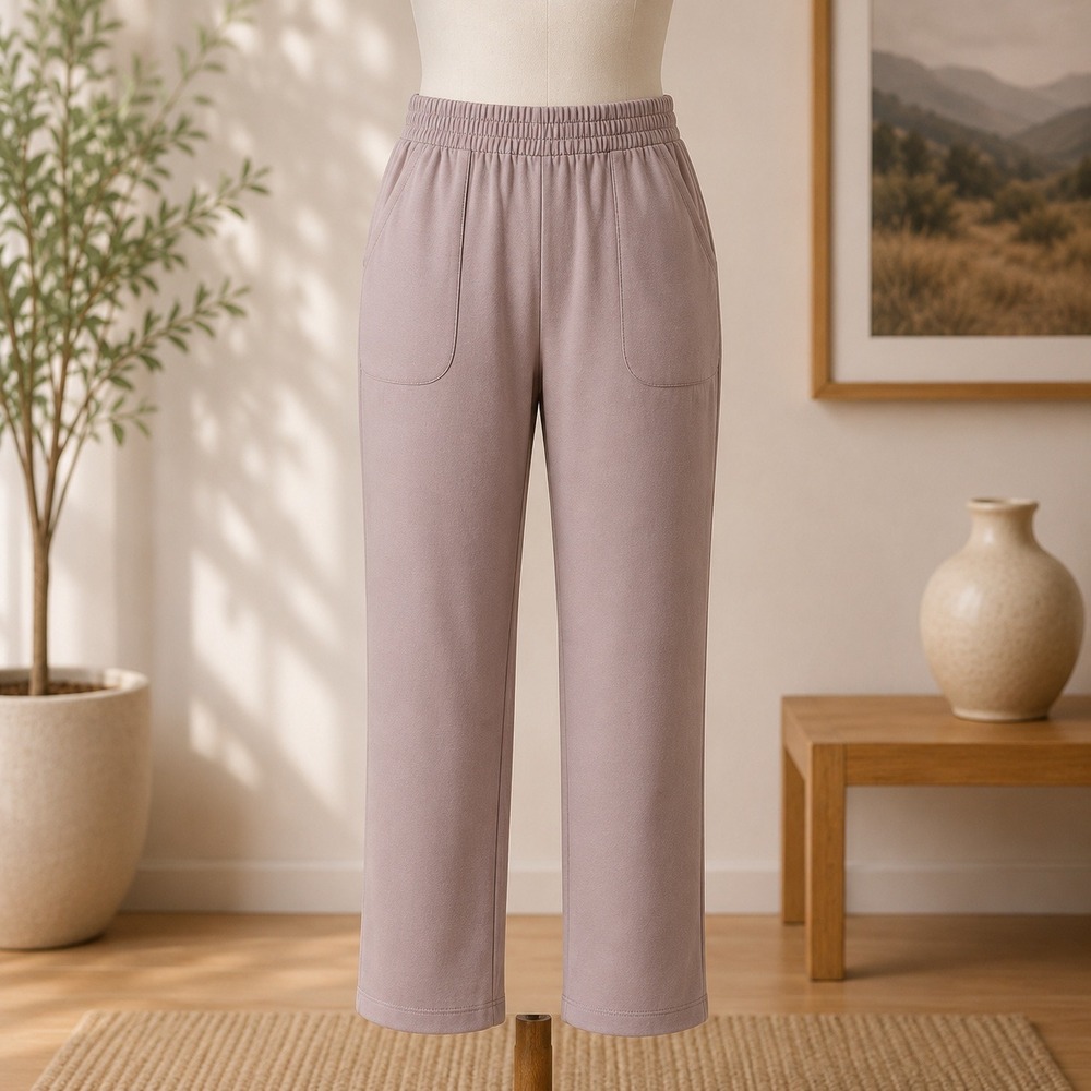 AnyBody Loungewear Jogger Pants Womens MP Petite Brown Elastic Waist Pockets